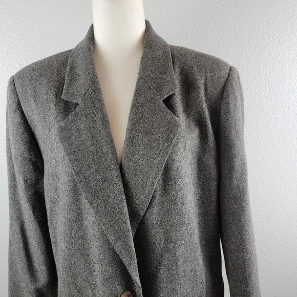 Sag Harbor Womens Gray One Button Wool Blend Blazer Jacket - Picture 10 of 12